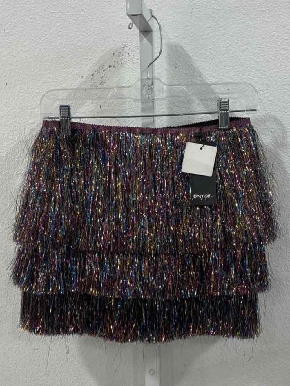 Nasty Gal Multicolor Tinsel Tiered Mini Skirt